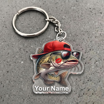 Maxcorners Catfish Fishing Funny Love Personalized Name 3D Keychain And Ornament