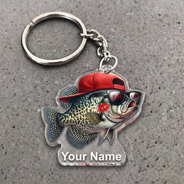 Maxcorners Crappie Fishing Funny Love Personalized Name 3D Keychain And Ornament