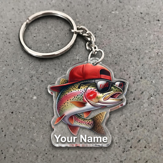 Maxcorners Trout Fishing Funny Love Personalized Name 3D Keychain And Ornament