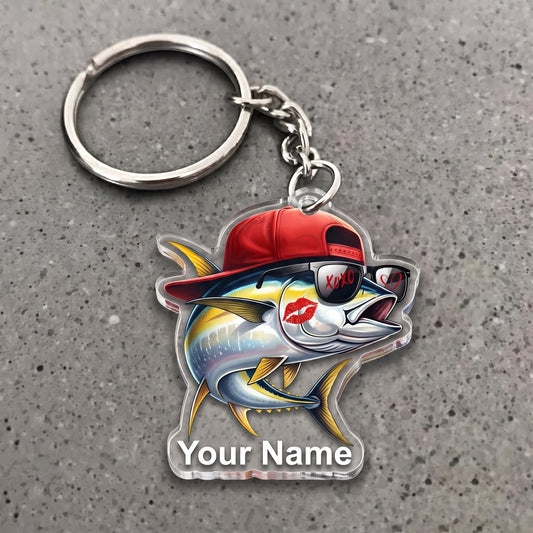 Maxcorners Tuna Fishing Funny Love Personalized Name 3D Keychain And Ornament