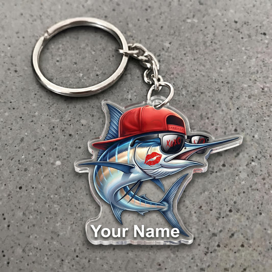 Maxcorners Marlin Fishing Funny Love Personalized Name 3D Keychain And Ornament