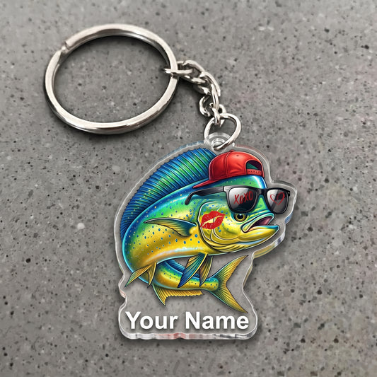 Maxcorners Mahi Mahi Fishing Funny Love Personalized Name 3D Keychain And Ornament