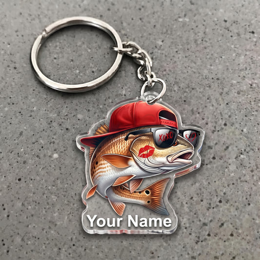 Maxcorners Redfish Fishing Funny Love Personalized Name 3D Keychain And Ornament