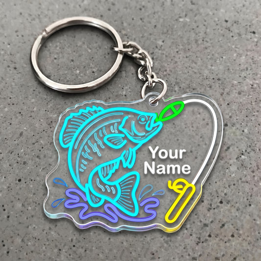 Maxcorners Crappie Fishing Neon Water Splash Personalized Name 3D Keychain And Ornament