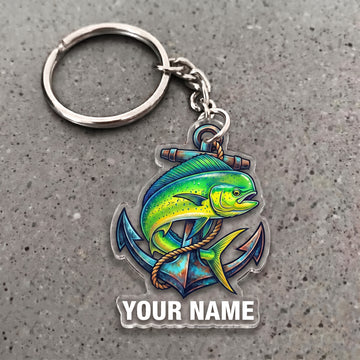 Maxcorners Mahi Mahi Fishing Ocean Anchor Personalized Name 3D Keychain And Ornament