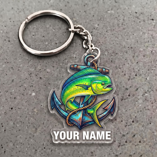 Maxcorners Mahi Mahi Fishing Ocean Anchor Personalized Name 3D Keychain And Ornament