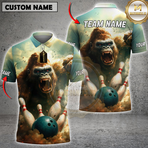 Maxcorners Gorilla Bowling Smash Jersey Personalized Name, Team Name 3D Shirts 1