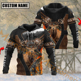 Maxcorners Elk Hunting Orange Camouflage Forest Pattern Custom Name Shirt 3D All Over Printed Clothes