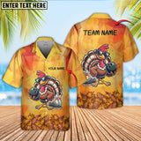 Maxcorners Funny Turkey Autumn Bowling Jersey Customized Name, Team Name 3D Shirt