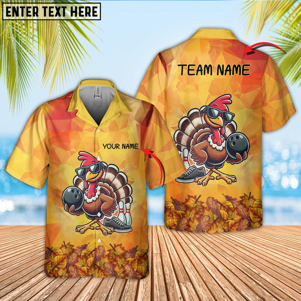 Maxcorners Funny Turkey Autumn Bowling Jersey Customized Name, Team Name 3D Shirt