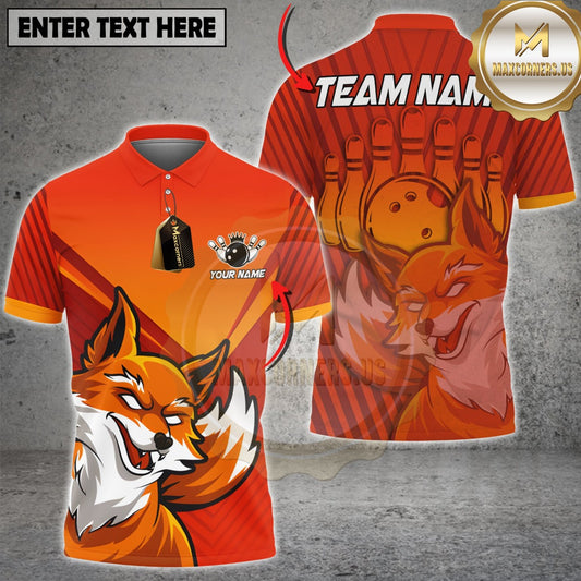 Maxcorners Fire Fox Bowling Multicolor Customized Name, Team Name 3D Shirt