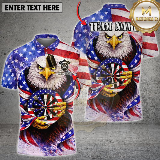 Maxcorners Darts American Eagle USA Flag Dartboard Personalized Name 3D Unisex Shirt