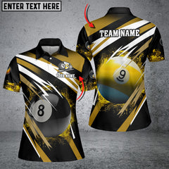 MaxCorners Billiard 8 Ball & 9 Ball Fire Customized Name, Team Name 3D Polo Shirt For Women