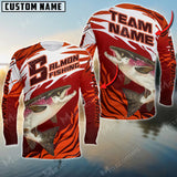 Maxcorners Salmon Fishing Pro Sport Jersey Personalized Name, Team Name Long Sleeve Shirt