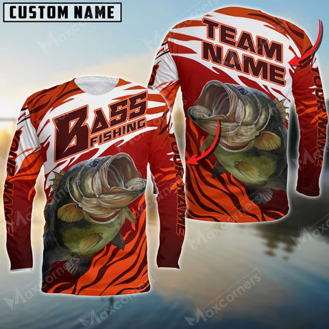 Maxcorners Bass Fishing Pro Sport Jersey Personalized Name, Team Name Long Sleeve Shirt