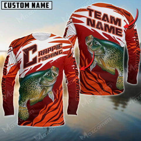 Maxcorners Crappie Fishing Pro Sport Jersey Personalized Name, Team Name Long Sleeve Shirt