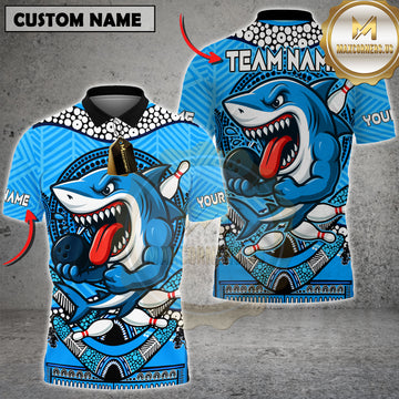 Maxcorners Bowling Fierce Shark Multicolor Customized Name, Team Name 3D Shirts
