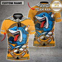 Maxcorners Bowling Fierce Shark Multicolor Customized Name, Team Name 3D Shirts