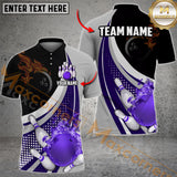 Maxcorners Ball And Pins Flame Bowling Jersey Multicolor Option Customized Name, Team Name 3D Polo Shirt