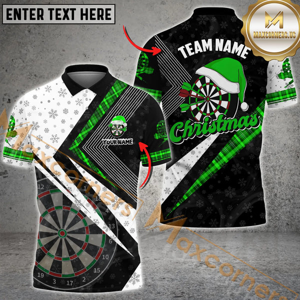 Maxcorners Darts Dartboard Caro Pattern Xmas Style Flame Customized Name, Team Name 3D Polo Shirt