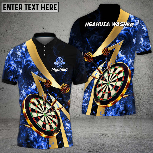 Maxcorners Darts Smoke Flame Multicolor Option Customized Name, Team Name 3D Polo Shirt For  Ngahuia