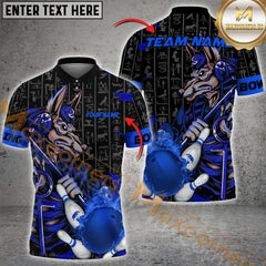 Maxcorners  Anubis Ball And Pins Fire Flame Bowling Jersey Multicolor Option Customized Name, Team Name 3D Polo Shirt
