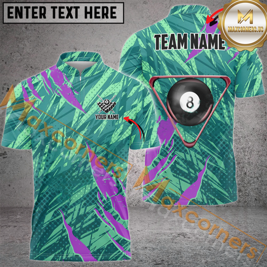 Maxcorners Billiards Ball 8 Grunge Rack Personalized Name, Team Name 3D Polo Shirt ( 4 Colors )