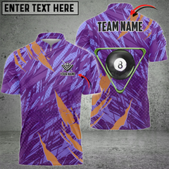 Maxcorners Billiards Ball 8 Grunge Rack Personalized Name, Team Name 3D Polo Shirt ( 4 Colors )