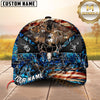 Maxcorners Wilderness Whitetail Buck Camo Terrain Antler Skull US Flag Personalized Hat 3D Printed Multicolor