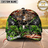 Maxcorners Wilderness Whitetail Buck Camo Terrain Antler Skull US Flag Personalized Hat 3D Printed Multicolor