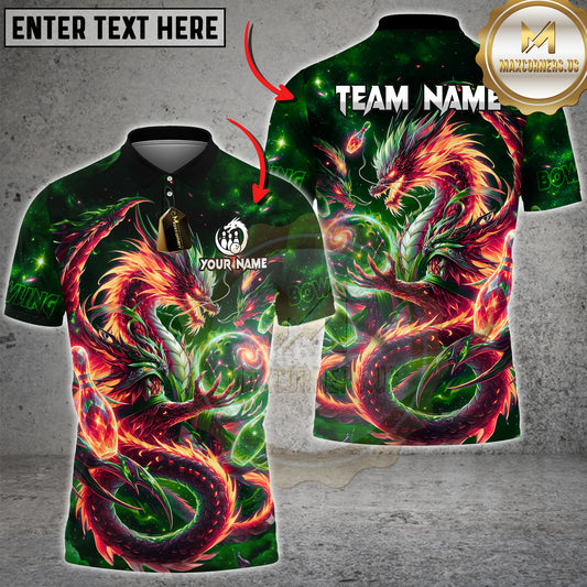 Maxcorners Bowling Cosmic Fire Dragon  Multicolor Customized Name, Team Name 3D Shirts