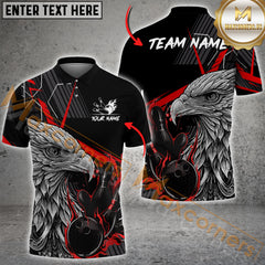 Maxcorners Bowling Majestic Eagle Multicolor Option Customized Name, Team Name 3D Polo Shirt