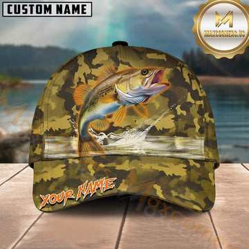 Maxcorners Fishing Bass Camo Pattern Personalized 3D Cap