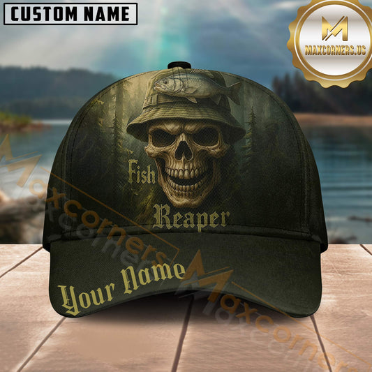 Maxcorners Fishing Fish Reaper Skull Personalized 3D Cap