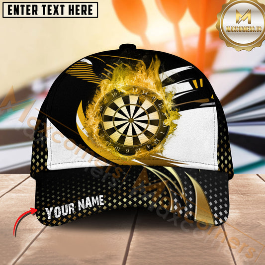 Maxcorners Darts Golden Flame Dartboard Personalized Name Classic 3D Cap