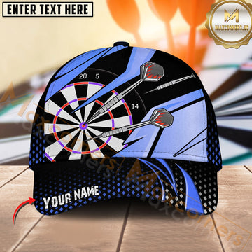 Maxcorners Darts Blue Bullseye Target Personalized Name Classic 3D Cap