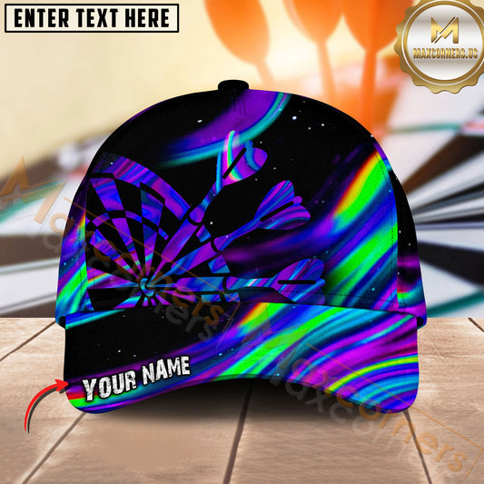 Maxcorners Darts Rainbow Aurora Target Personalized Name Classic 3D Cap