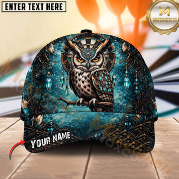 Maxcorners Darts Boho Owl Dreamcatcher Personalized Name Classic 3D Cap
