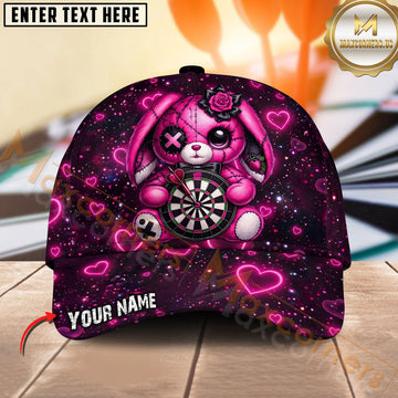 Maxcorners Darts Pink Heart Bunny Personalized Name Classic 3D Cap
