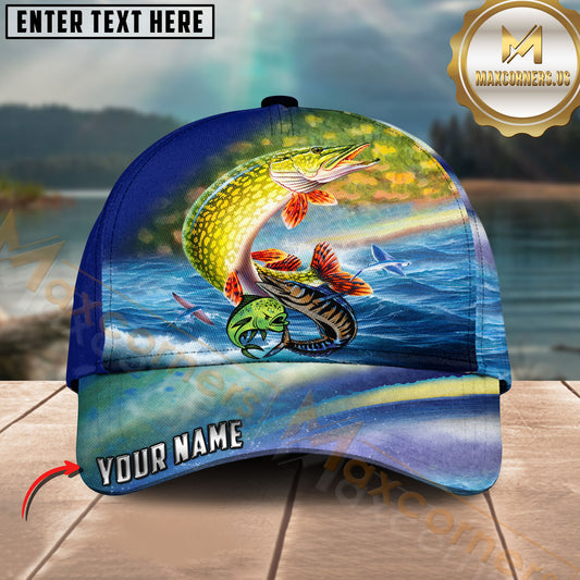 Maxcorners Ocean & Lake Fishing Personalized Name 3D Cap