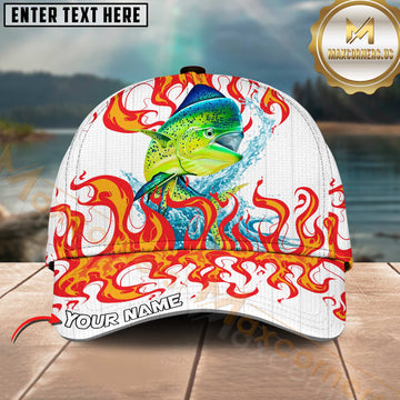 Maxcorners Burning Fishing Personalized Name 3D Cap