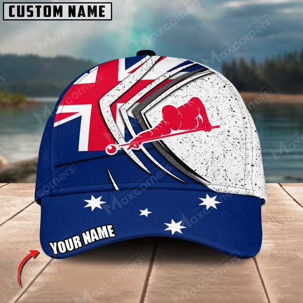 Maxcorners Billiard Australian Flag Pool Shooter Personalized Name 3D Cap