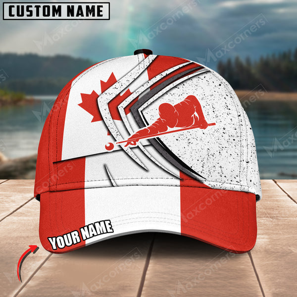 Maxcorners Billiard Canadian Flag Pool Shooter Personalized Name 3D Cap