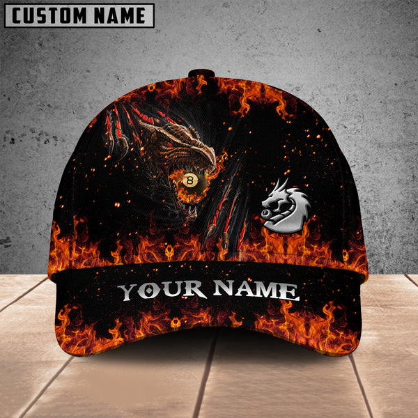 Maxcorners Billiard Ball 8 Fire Dragon Personalized Name 3D Cap