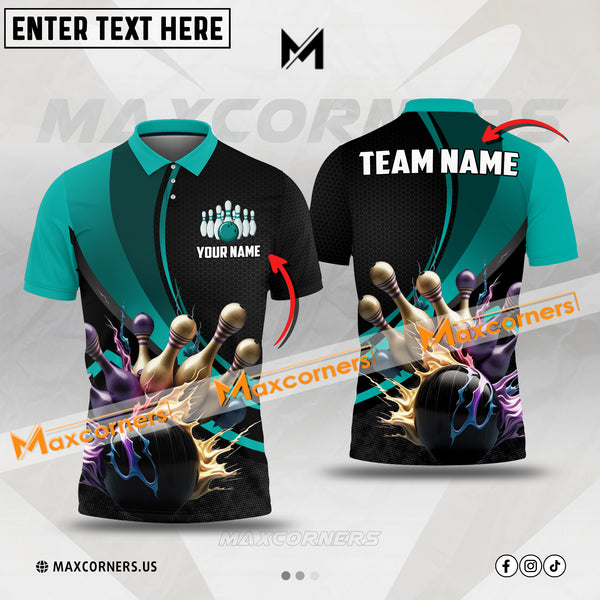 MaxCorners Digital Bowling Jersey Customized Name, Team Name 3D Polo Shirt