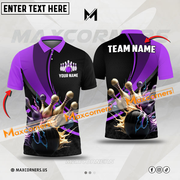 MaxCorners Digital Bowling Jersey Customized Name, Team Name 3D Polo Shirt