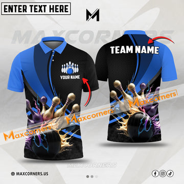 MaxCorners Digital Bowling Jersey Customized Name, Team Name 3D Polo Shirt