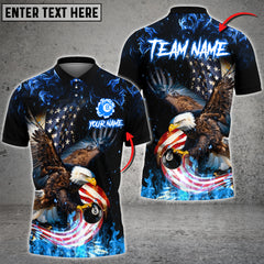 Maxcorners Billiard 8 Ball Eagle Fire Flame Multicolor Options Personalized Name, Team Name 3D Polo Shirt