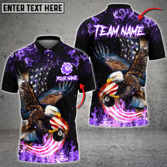 Maxcorners Billiard 8 Ball Eagle Fire Flame Multicolor Options Personalized Name, Team Name 3D Polo Shirt