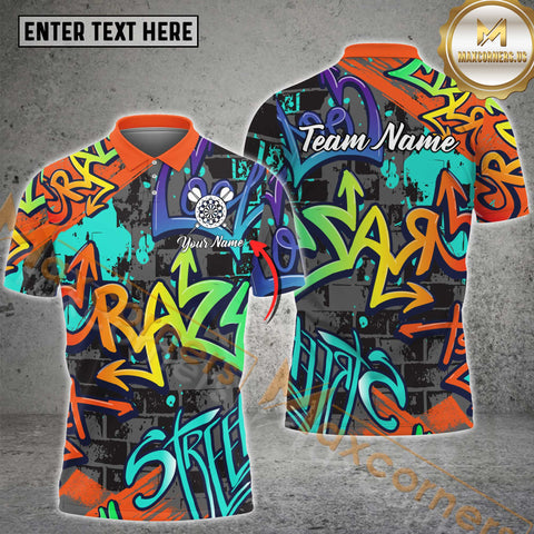 Maxcorners Darts Graffiti Street Multicolor Options Personalized Name, Team Name 3D Shirt For Troy